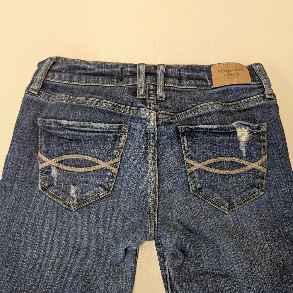 Abercrombie & Fitch Long Denim Distressed Shorts Cuffed Size 25 Low Rise